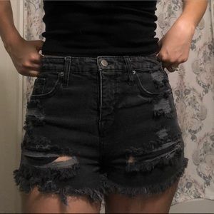 Mossimo supply co black denim distressed shorts